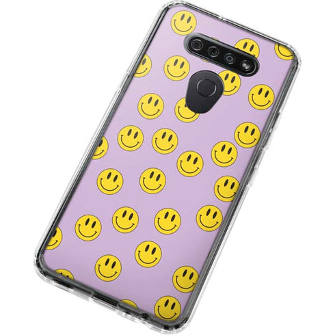 Purple Happy Face Pattern LG K51/Q51 Clear Case