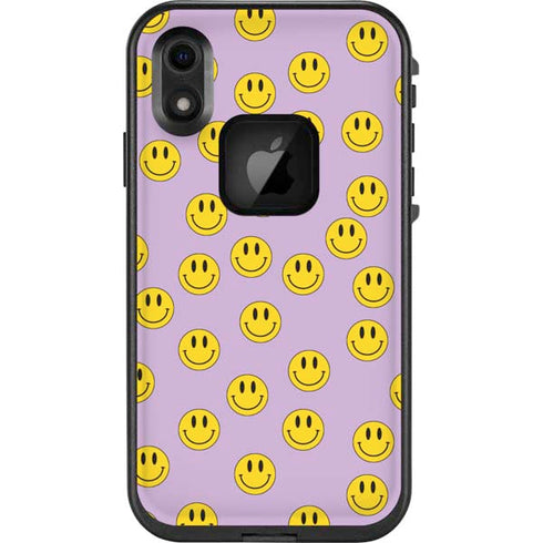 Purple Happy Face Pattern LifeProof Fre iPhone Skin