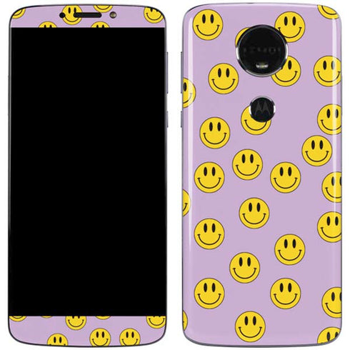 Purple Happy Face Pattern Moto E5 Plus Skin