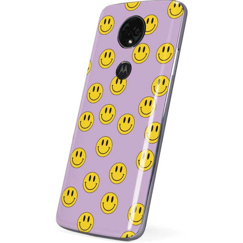 Purple Happy Face Pattern Moto E5 Plus Skin