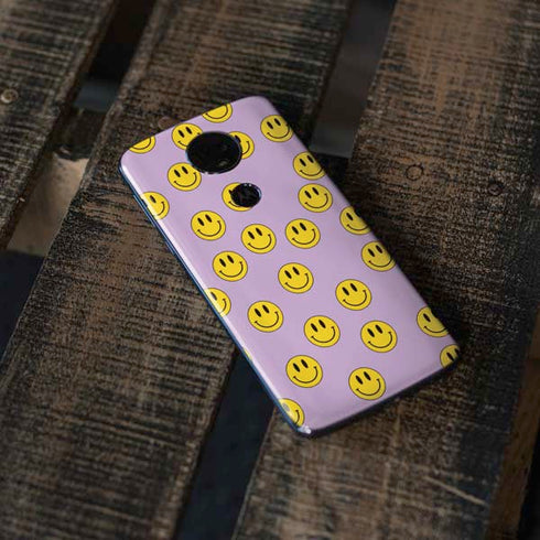 Purple Happy Face Pattern Moto E5 Plus Skin