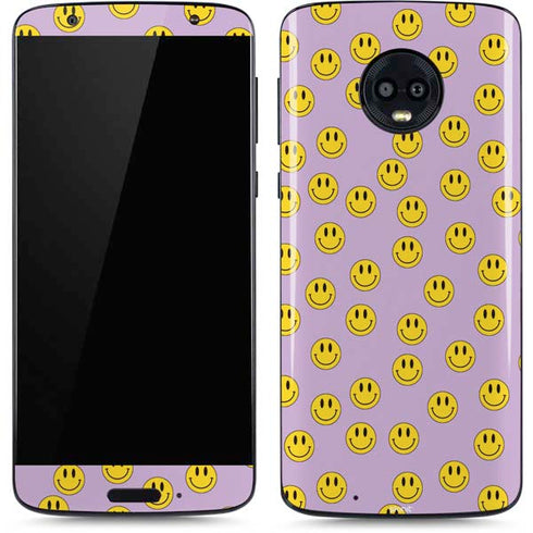 Purple Happy Face Pattern Moto G6 Skin