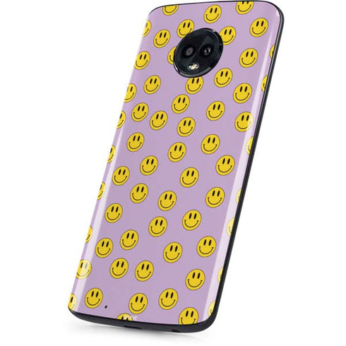 Purple Happy Face Pattern Moto G6 Skin