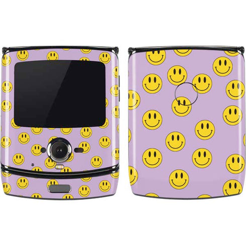 Purple Happy Face Pattern Motorola RAZR Skin