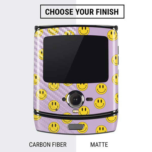 Purple Happy Face Pattern Motorola RAZR Skin