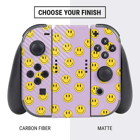 Purple Happy Face Pattern Nintendo Switch Bundle Skin