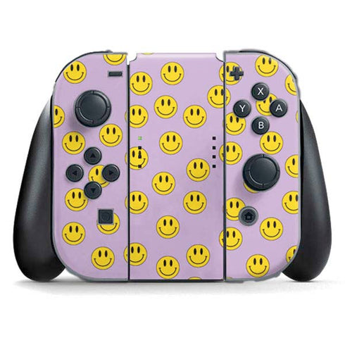Purple Happy Face Pattern Nintendo Switch (2017-2021) Joy-Con Controller Skin