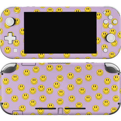 Purple Happy Face Pattern Nintendo Switch Lite Skin