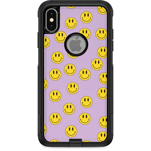 Purple Happy Face Pattern Otterbox Commuter iPhone Skin