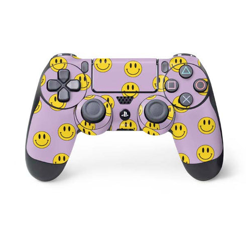 Purple Happy Face Pattern PS4 Controller Skin