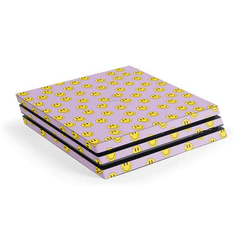 Purple Happy Face Pattern PS4 Pro Console Skin