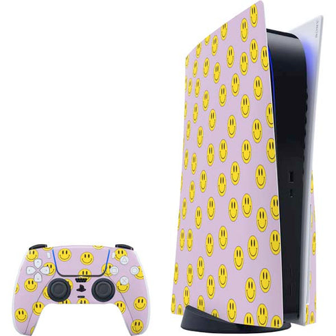 Purple Happy Face Pattern PS5 Bundle Skin