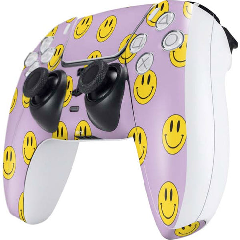 Purple Happy Face Pattern PS5 Controller Skin