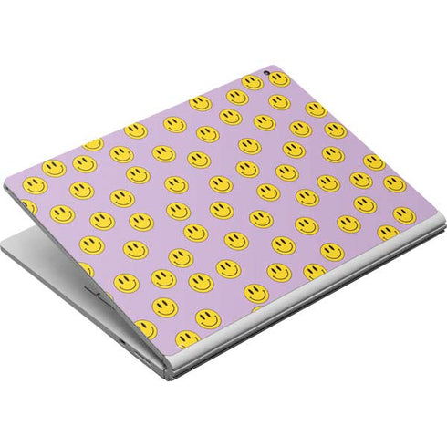 Purple Happy Face Pattern Surface Book Skin