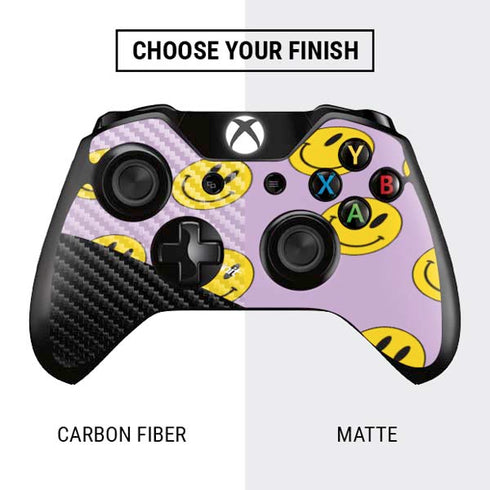 Purple Happy Face Pattern Xbox One Controller Skin