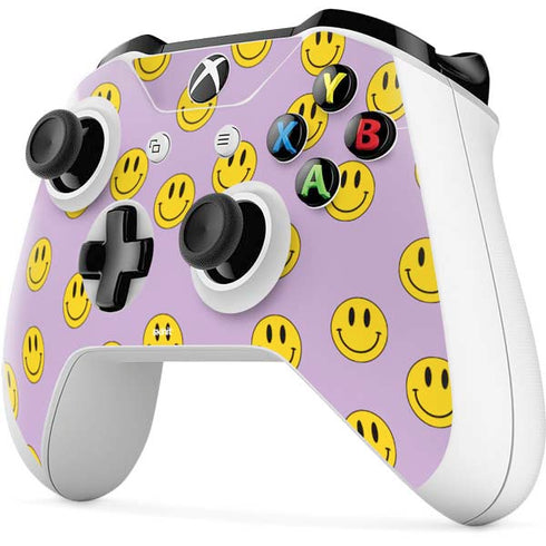 Purple Happy Face Pattern Xbox One S All-Digital Edition Bundle Skin