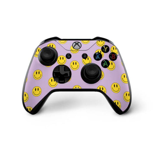Purple Happy Face Pattern Xbox One X Controller Skin