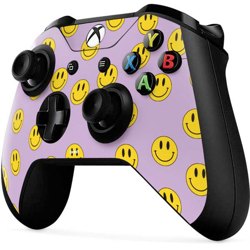 Purple Happy Face Pattern Xbox One X Controller Skin