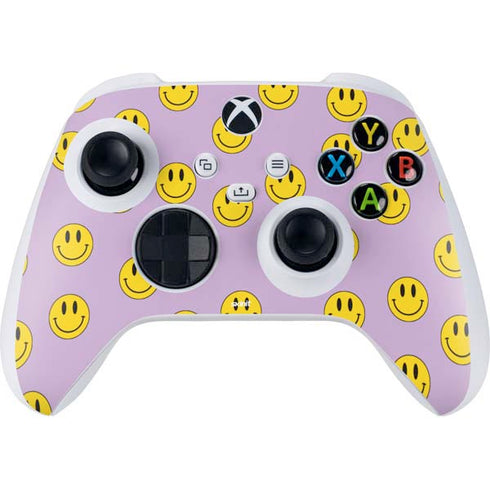 Purple Happy Face Pattern Xbox Series S Controller Skin