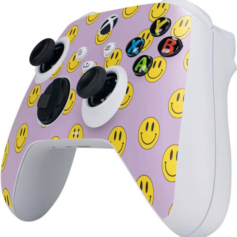 Purple Happy Face Pattern Xbox Series S Controller Skin