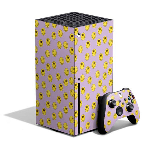 Purple Happy Face Pattern Xbox Series X Bundle Skin