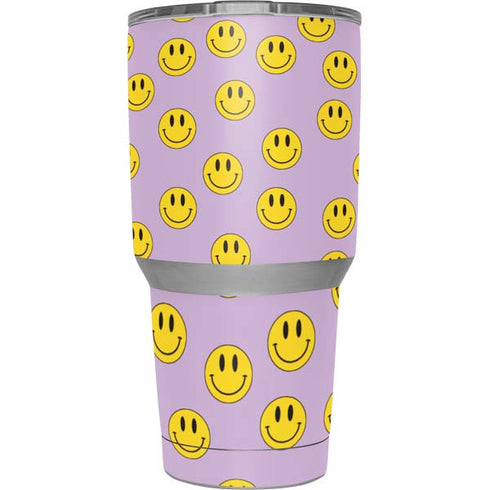 Purple Happy Face Pattern Yeti 30oz Rambler Tumbler Skin