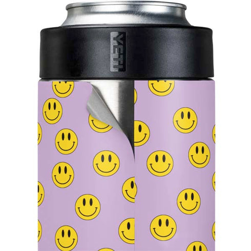 Purple Happy Face Pattern Yeti Colster Can Insulator Skin