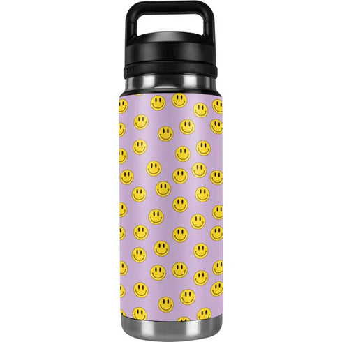 Purple Happy Face Pattern YETI Rambler 26oz Bottle Skin