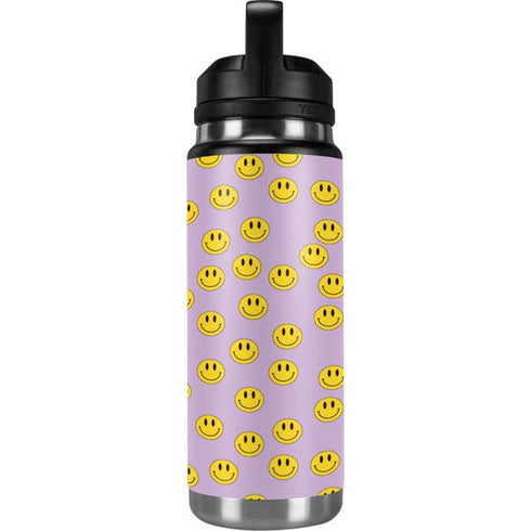 Purple Happy Face Pattern YETI Rambler 26oz Bottle Skin