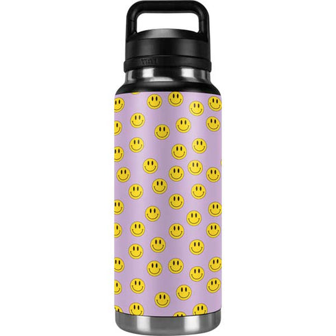 Purple Happy Face Pattern YETI Rambler 36oz Bottle Skin