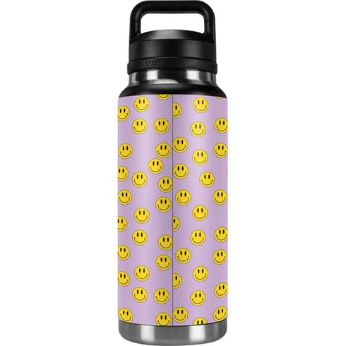 Purple Happy Face Pattern YETI Rambler 36oz Bottle Skin