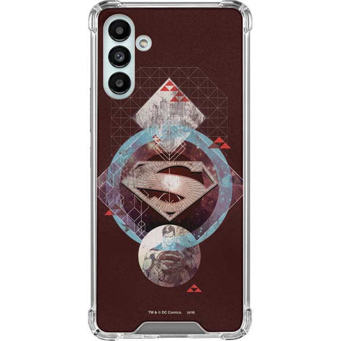 DC Comics Superman Purple Abstract Collage Galaxy A13 5G Clear Case