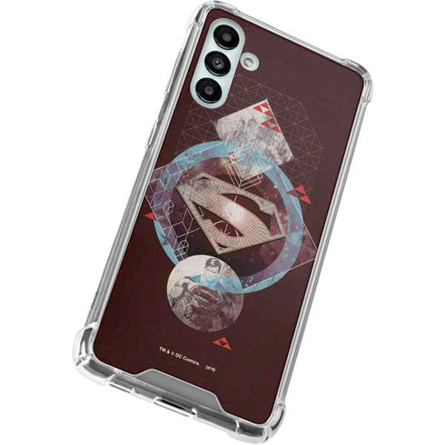 DC Comics Superman Purple Abstract Collage Galaxy A13 5G Clear Case