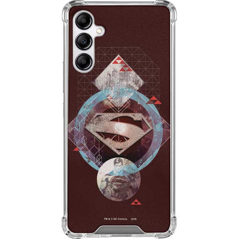 DC Comics Superman Purple Abstract Collage Galaxy A14 5G Clear Case