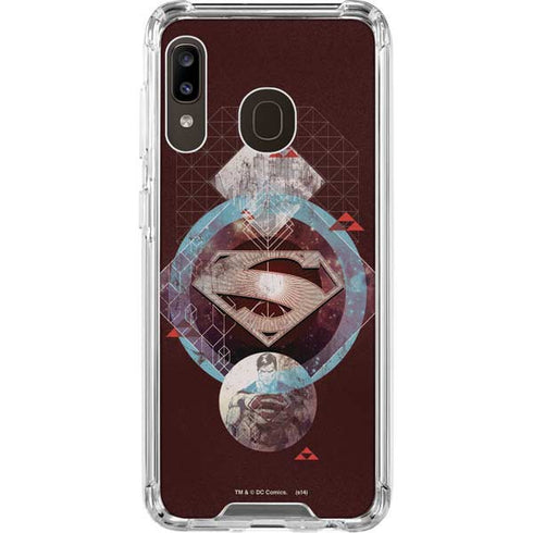 DC Comics Superman Purple Abstract Collage Galaxy A30 Clear Case