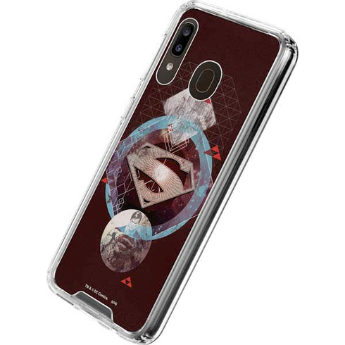 DC Comics Superman Purple Abstract Collage Galaxy A30 Clear Case