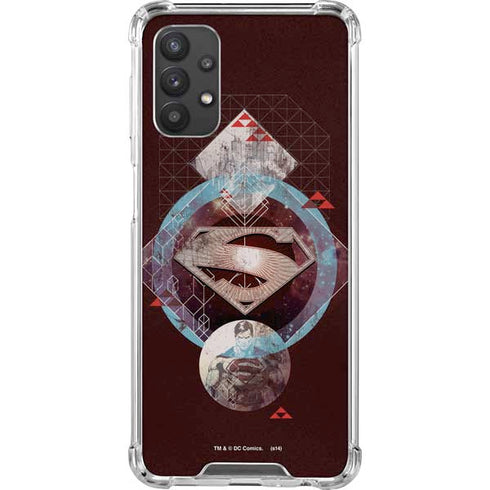 DC Comics Superman Purple Abstract Collage Galaxy A32 5G Clear Case