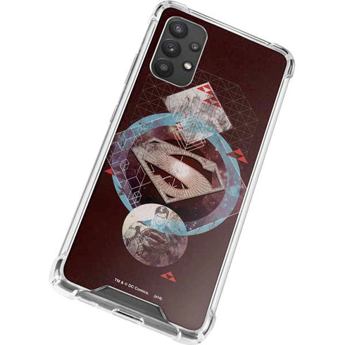 DC Comics Superman Purple Abstract Collage Galaxy A32 5G Clear Case