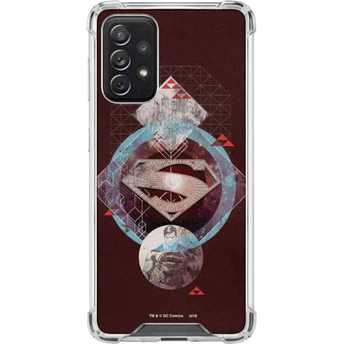 DC Comics Superman Purple Abstract Collage Galaxy A72 5G Clear Case