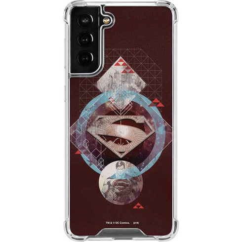DC Comics Superman Purple Abstract Collage Galaxy S21 FE Clear Case