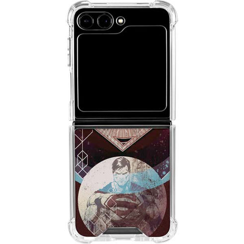 DC Comics Superman Purple Abstract Collage Galaxy Z Flip5 5G Clear Case