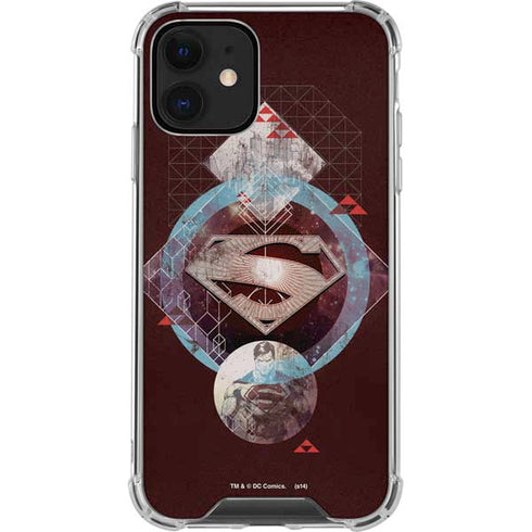 DC Comics Superman Purple Abstract Collage iPhone 12 Clear Case