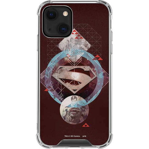 DC Comics Superman Purple Abstract Collage iPhone 13 Mini Clear Case