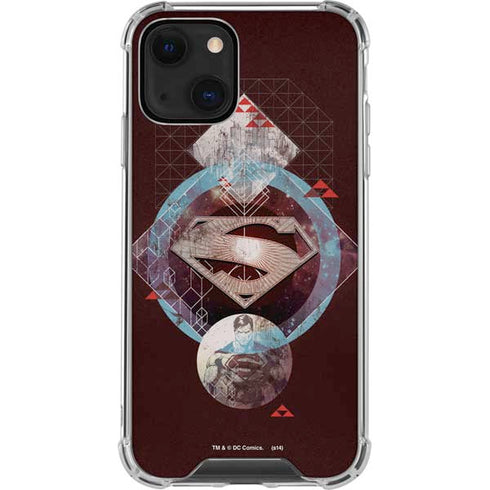DC Comics Superman Purple Abstract Collage iPhone 14 Plus Clear Case