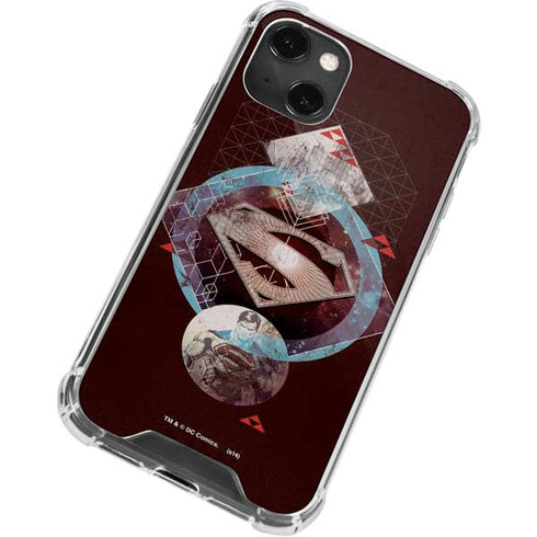 DC Comics Superman Purple Abstract Collage iPhone 14 Plus Clear Case