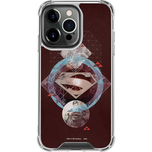 DC Comics Superman Purple Abstract Collage iPhone 14 Pro Clear Case