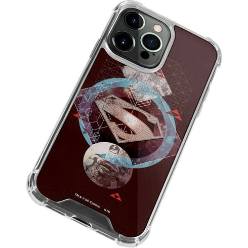 DC Comics Superman Purple Abstract Collage iPhone 15 Pro Clear Case