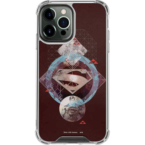 DC Comics Superman Purple Abstract Collage iPhone 14 Pro Max Clear Case