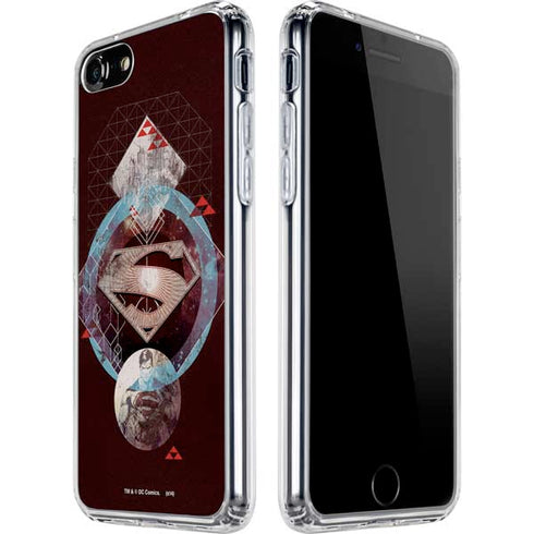 DC Comics Superman Purple Abstract Collage iPhone SE (2nd & 3rd Gen) Clear Case