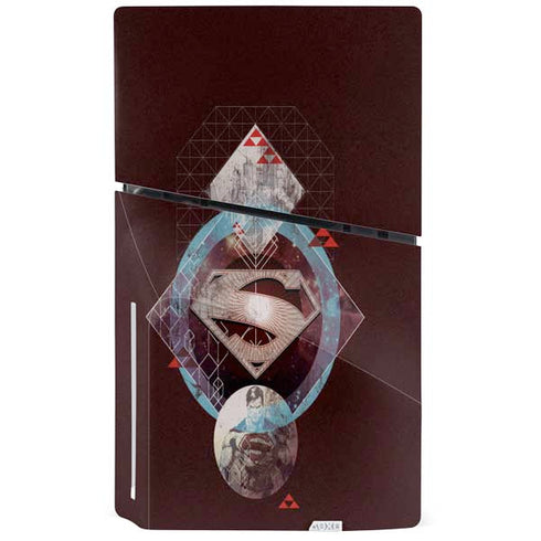 DC Comics Superman Purple Abstract Collage PS5 Slim Disk Console Skin